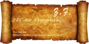 Zádor Florencia névjegykártya